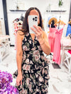 Floral Tiered Halter Neckline Dress