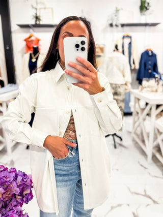 Sleek Intentions Vegan Shacket (White)