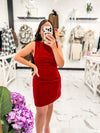 Bella V Boutique Red Suede Mini Dress