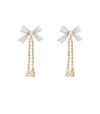 Dita Bow Drop Earrings (White)