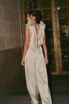 Invite Only Satin Jumpsuit (Light Taupe)