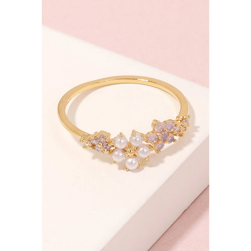 Bella V Boutique Pearl Cluster Gold Ring 