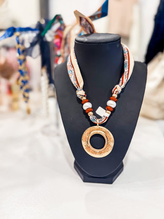 Emerson Scarf Necklace (Brown/Gold)