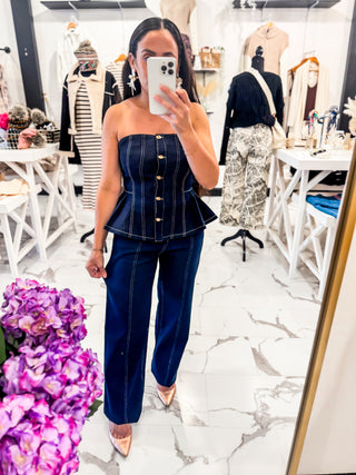 Stretchy Tailored Wide Leg Jeans 