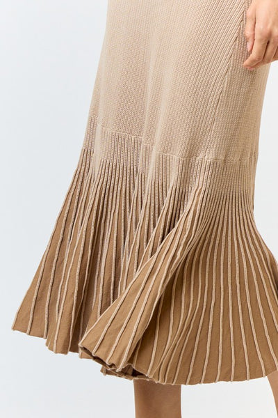 The Afterglow Plated Knit Dress (Sand)