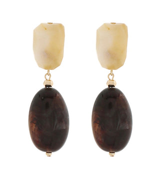 Julia Oval Drop Earrings (Brown)