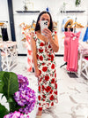 Flutter Sleeves Midi Floral Print Dress