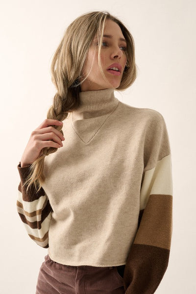 At The Bonfire Colorblock Sweater (Oatmeal)