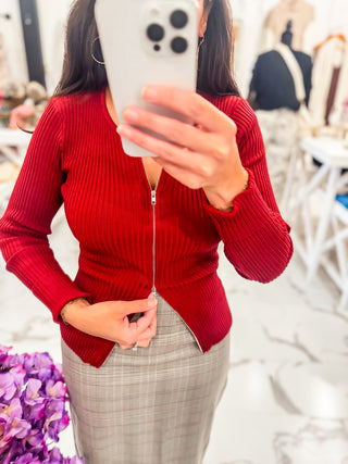 The Aprés Two Way Knit Sweater Red