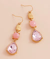 Bianca Stone Teardrop Earrings (Pink)