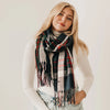 Elsa Plaid Shawl Scarf (Navy)