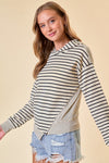 Bella V Boutique Lightweight Stripe Cream Sweater
