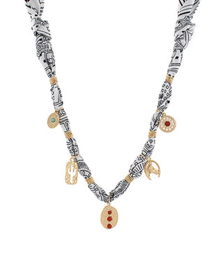 Venessa Scarf Charm Necklace (White/Gold)