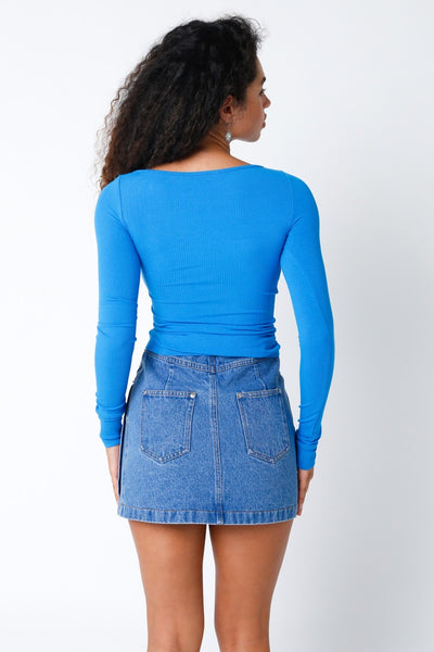 Logan Cutout Knit Top (Blue)