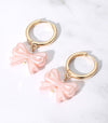 Sadie Bow Huggie Earrings (Pink)