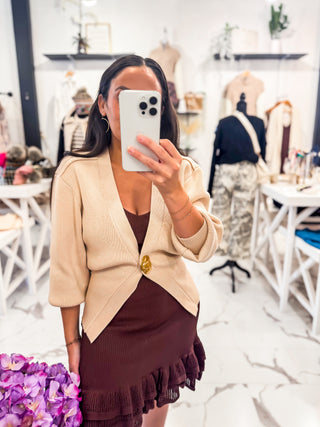To Be Loved Knit Cardigan Beige