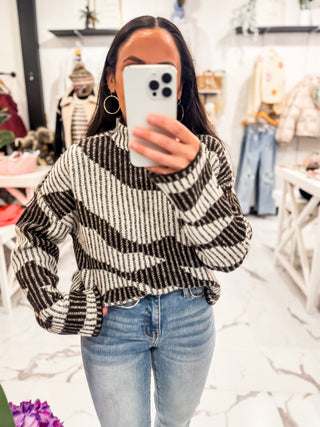 All Bundled Up Graphic Sweater (Black/White)