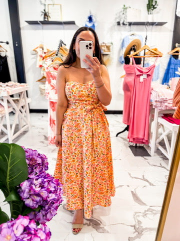Sweetheart Neckline Floral Print Dress