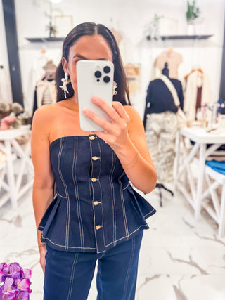 Peplum Denim Matching Outfit