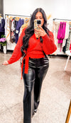 Carsyn Wrap Knit Sweater (Red)