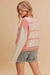 Weaving Me Softly Pullover Sweater (White/Pink)