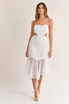 Track Babe Cutout Midi Dress (White)