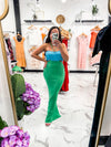Coastal Babe Bandeau Dress (Green/Blue)