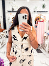 Printed Linen Vest and Short Set