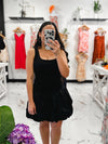 Never Disappoints Bubble Hem Dress (Black)