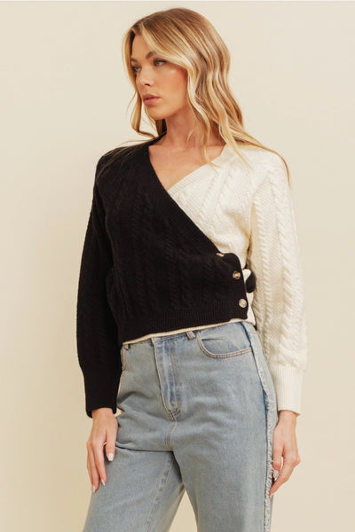 Bunny Slope Color Block Sweater (Black/White)