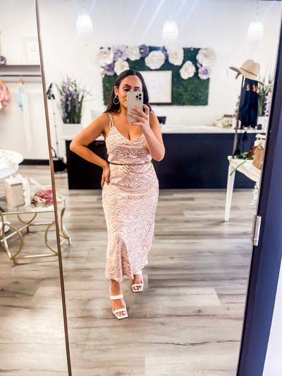 Finding Your Passion Slip Dress (Mauve/Cream)