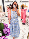 Floral Blue Top and Skirt Set