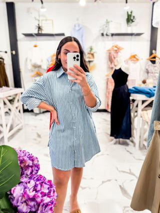 How to Style a Stripe Shirt Dress romper 