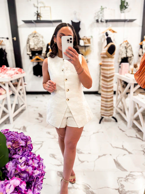 Carefree Linen Vest (White)
