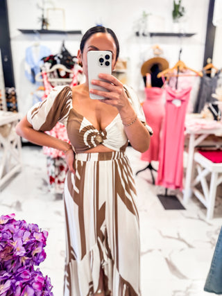 Salt & Sand Two Piece Skirt Set (Nude/Cream)