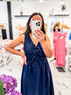 Midnight Manor Eyelet Dress Navy