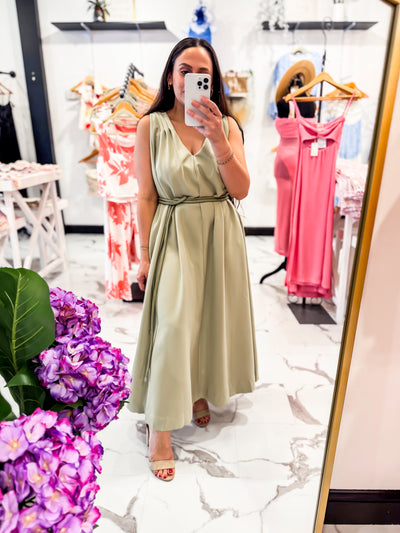 Summer Office Sage Green Work Dress