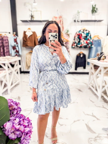 Feeling The Blues Printed Dress (Blue)