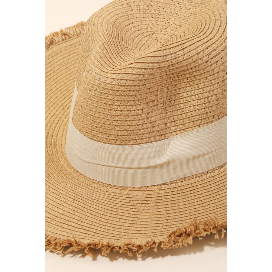 Bella V Boutique Summer Straw Hat with White Ribbon