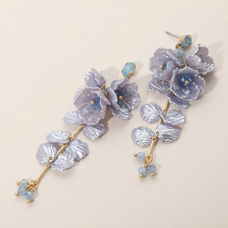 Casey Floral Drop Earrings (Blue)