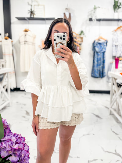 A Total Flirt Ruffle Blouse (Off White)