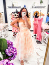 Floral Sweetheart Neckline Midi A line Dress