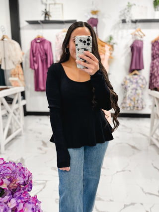 Bella V Boutique Ribbed Flare Sweater Top 