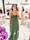 Havana Days Halter Maxi Dress (Olive)