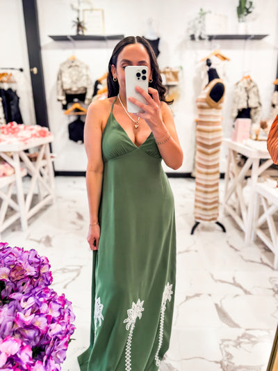 Havana Days Halter Maxi Dress (Olive)