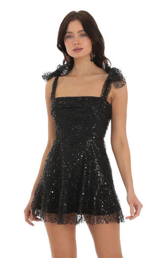 Evermore Sequin Mini Dress (Black)