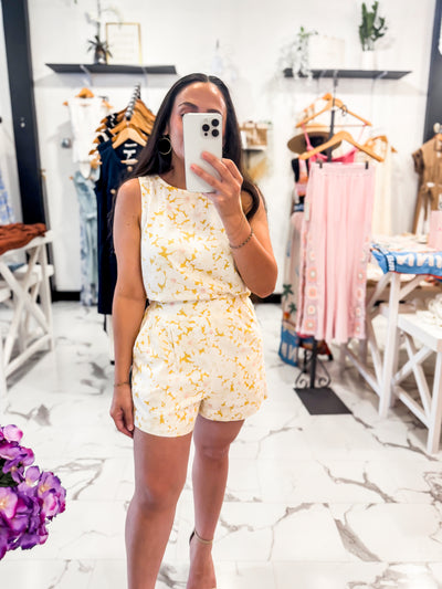 Lemon Meringue Floral Shorts Set (Yellow)