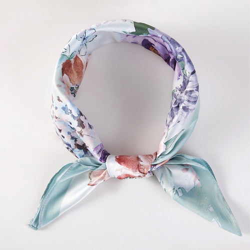 Poppy Floral Silk Scarf (Mint)