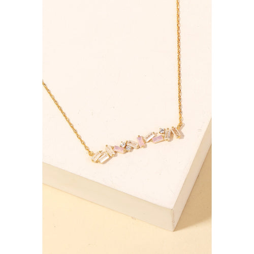Bella V Boutique Crystal Bar Necklace in Gold 