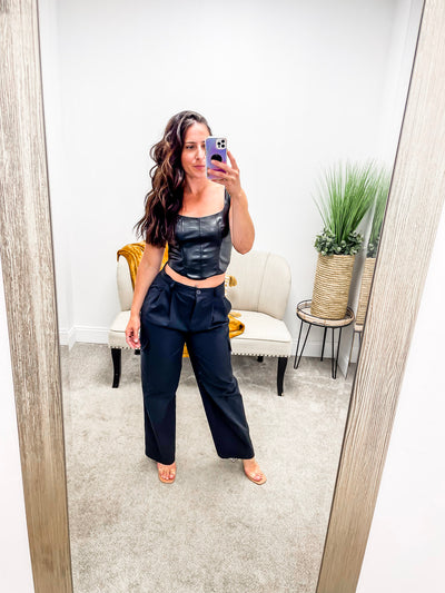 Coco Vegan Leather Corset Top (Black) - Buddy Love